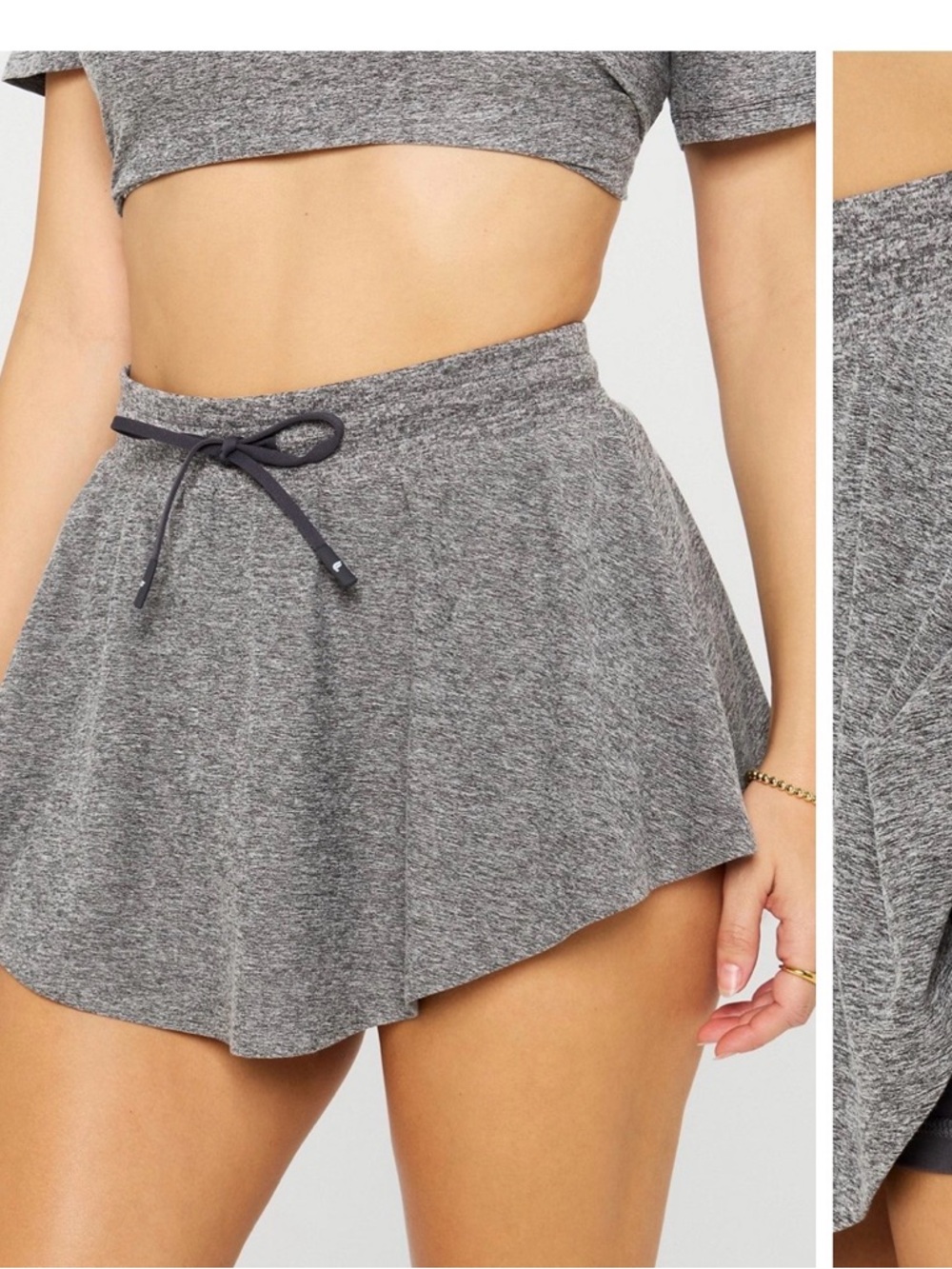 Fabletics Heather Gray Knit Drawstring Skort